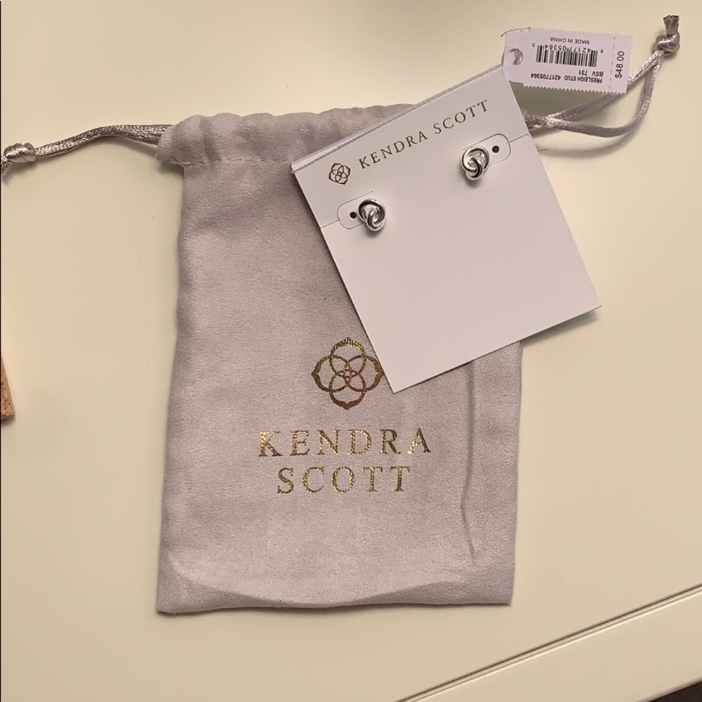NWT Authentic Kendra Scott Silver Knot Earrings